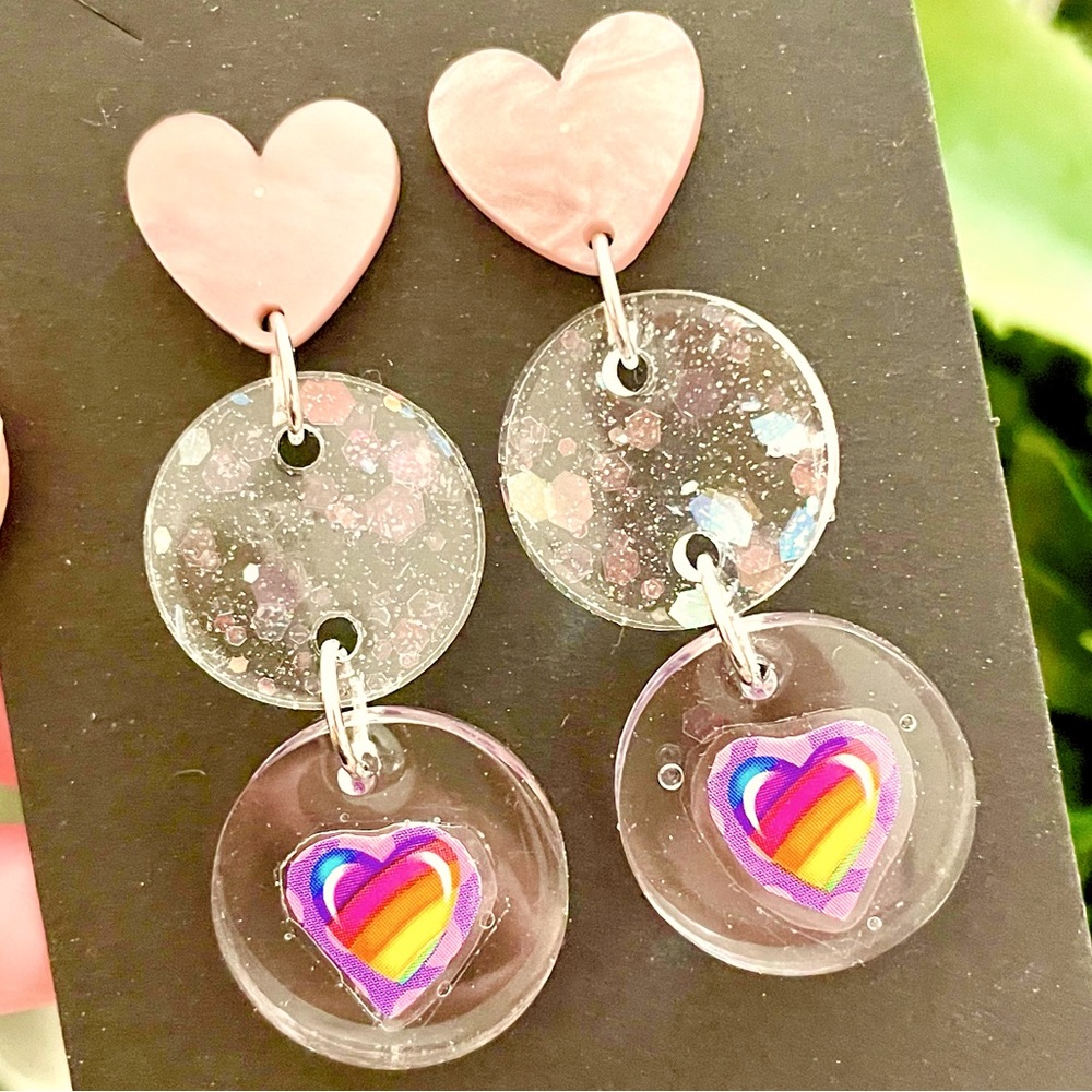 Acrylic Heart Earrings
